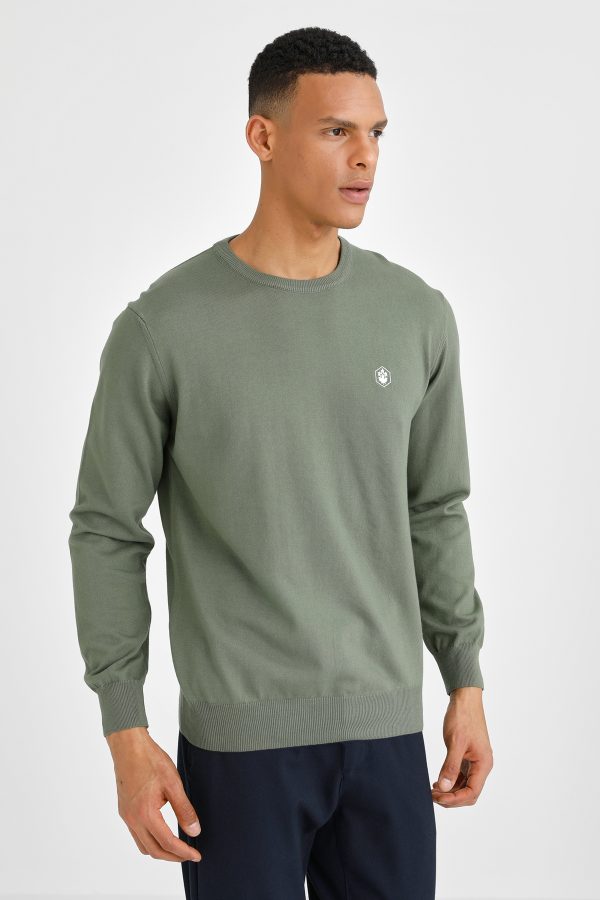 Pullover crew neck overdy army green man 768 - Image 2