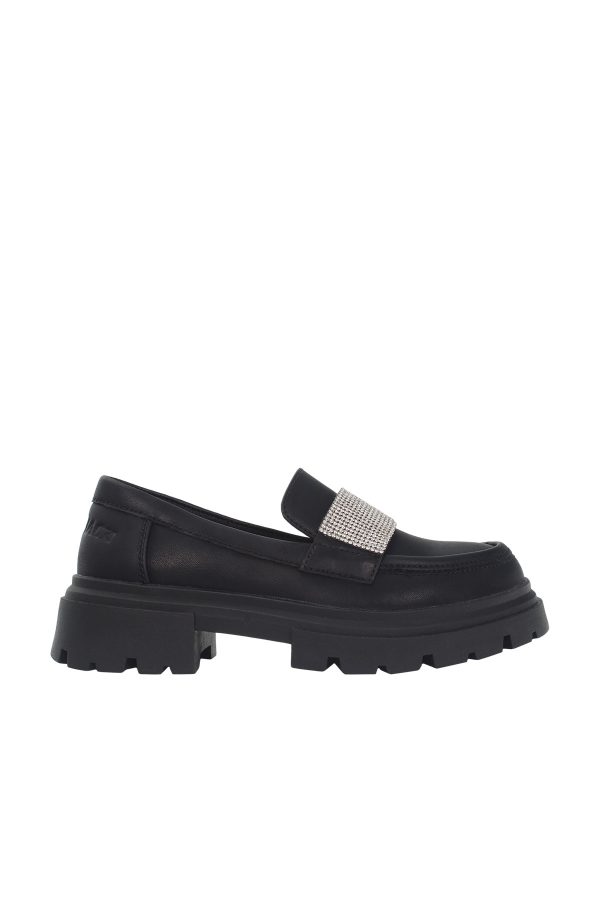 Mocassin black girl slip on
